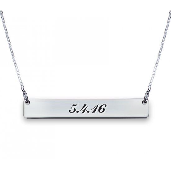 Bar necklace engraved both sides shop